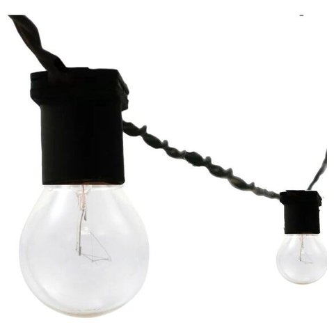 Varal de Luz 10m com 20 Soquetes E27 Preto