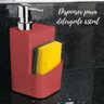 Kit Escorredor De Talheres E Dispenser Para Detergente Esponja Cozinha Vermelho - 6