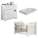 Ver imagem 1 de Berço Americano Lara e Cômoda Infantil Ane Branco Brilho com Colchão Gazin – Phoenix Baby