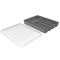 Separador Porta Talheres com Tampa Organizador de Gaveta Multiuso Logic Chumbo - 4