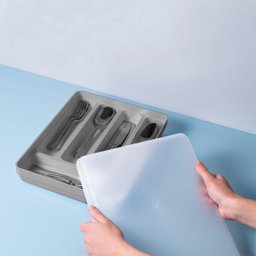 Separador Porta Talheres com Tampa Organizador de Gaveta Multiuso Logic Chumbo - 2