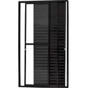 Porta de Alumínio Balcão 3 Folhas Móveis com Fechadura Linha Premium:2,10 X 1,50/preto
