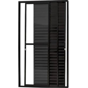 Porta de Aluminio Balcão 3 Folhas Móveis com Fechadura Linha Premium:2,10 X 1,50/preto