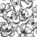 Ver imagem 1 de Papel de Parede Floral e Borboletas em Bege - 2,5x0,5m