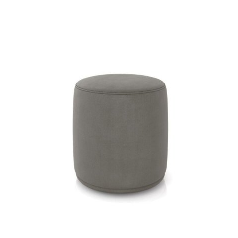 Puff Redondo Orgânico Malu Assento Espuma Revestimento Suede Grafite Madeira Maciça D'Rossi