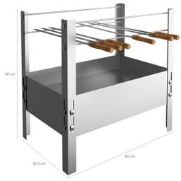 Churrasqueira Portátil Desmontável Inox Para Camping Carvão Com 6 Espetos - 3