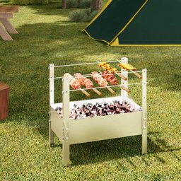 Churrasqueira Portátil Desmontável Inox Para Camping Carvão Com 6 Espetos - 4