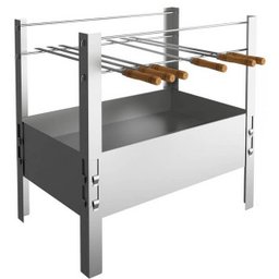 Churrasqueira Portátil Desmontável Inox Para Camping Carvão Com 6 Espetos - 1
