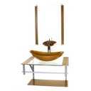 Ver imagem 1 de GABINETE DE VIDRO PARA BANHEIRO 60CM AC CUBA OVAL DOURADO REAL