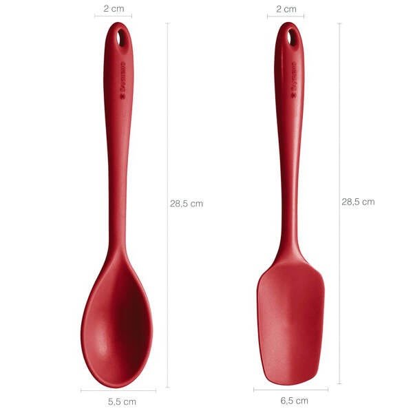 Jogo de Utensílios 5 Peças Talheres de Silicone Vermelhos e Luva Térmica Protetora - 4