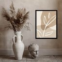 Ver imagem 1 de Quadro Minimalista Bege - Simple Leaf 24x18cm:madeira Branca