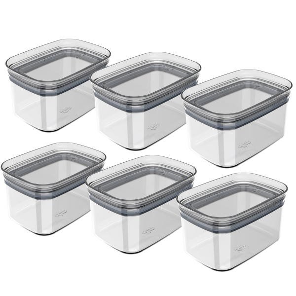 Kit 6 Potes Herméticos Retangulares Pequenos com Tampa 650ml Porta Mantimentos Cozinha Natural - 1