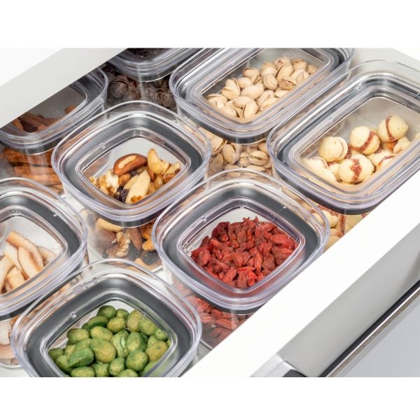 Kit 6 Potes Herméticos Retangulares Pequenos com Tampa 650ml Porta Mantimentos Cozinha Natural - 6