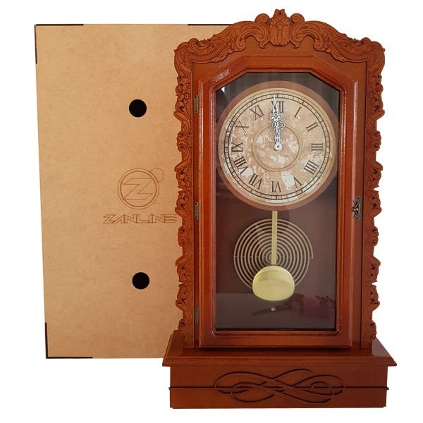 Relógio De Parede Antigo em Madeira Com Pêndulo Decoração Ambiente Retrô - 7