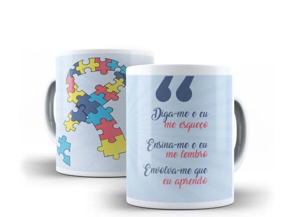 Caneca Porcelana Autismo TDAH Envolva-me Que Eu Aprendo - 2