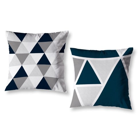 Kit 2 Almofadas Cheias 40cm X 40cm Decorativas Estampadas Digital Sala Sofá Quarto Geo Cinza