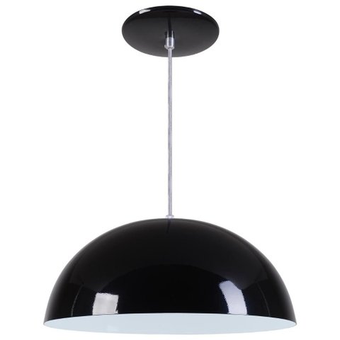 Pendente Meia Lua 50cm Luminária Alumínio Amarelo/ Branco Brilhante