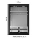 Ver imagem 7 de Guarda-roupa Solteiro 2 Portas de Correr com Espelho 4 Gavetas Preto/branco Vivare Plus Madesa Preto
