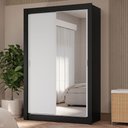 Ver imagem 1 de Guarda-roupa Solteiro 2 Portas de Correr com Espelho 4 Gavetas Preto/branco Vivare Plus Madesa Preto