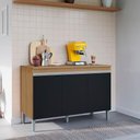 Ver imagem 2 de Balcão de Cozinha Manu com Tampo 3 Portas 120cm Amêndoa Preto AJL Móveis