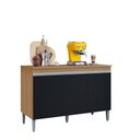 Ver imagem 1 de Balcão de Cozinha Manu com Tampo 3 Portas 120cm Amêndoa Preto AJL Móveis
