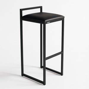 Banqueta Ferro Alta Industrial Metal Bar Moderno Corino:preto