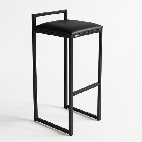 Banqueta Ferro Alta Industrial Metal Bar Moderno Corino:preto