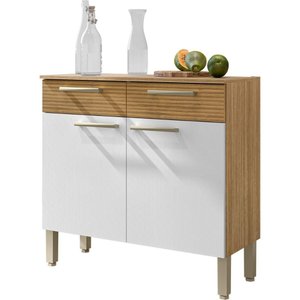 Balcão Gabinete de Cozinha 90 Cm 2 Portas Nala Kits Paraná Cor:freijó Gris