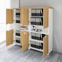 Ver imagem 2 de Armário Estante para Escritório com 8 Portas de Abrir e 2 Nichos F5 Office Marrom/Macadâmia com Bran