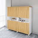 Ver imagem 1 de Armário Estante para Escritório com 8 Portas de Abrir e 2 Nichos F5 Office Marrom/Macadâmia com Bran