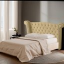 Ver imagem 2 de Cabeceira Casal Estofada para Cama Box Ayla Veludo Bege