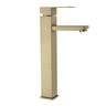 Torneira Misturador Monocomando Dourado Fosco Quadrado Alto para Banheiro - 1