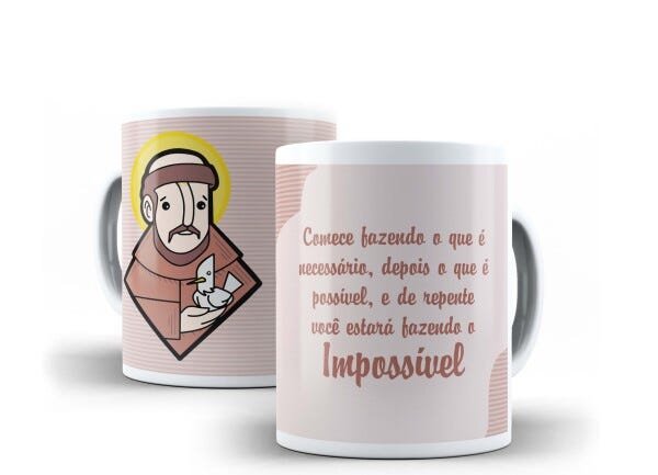 Caneca Porcelana Católica São Francisco De Assis Comece Fazendo O Que É Necessário - 2