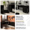Conjunto Sala de Reunião Mesa 2,70m e Painel para Tv Pre F5 Cor:preto - 4