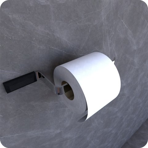 Porta Papel Higiênico de Parede Cromado e Preto Empire