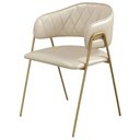 Ver imagem 6 de Conjunto 4 Cadeiras Veneza Couro Pérola Metal Dourado