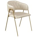 Ver imagem 5 de Conjunto 4 Cadeiras Veneza Couro Pérola Metal Dourado