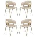 Ver imagem 1 de Conjunto 4 Cadeiras Veneza Couro Pérola Metal Dourado