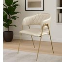 Ver imagem 2 de Conjunto 4 Cadeiras Veneza Couro Pérola Metal Dourado