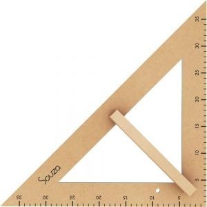 Kit Geométrico Professor 2 Réguas Em MDF 60 cm Com Pegador + 1 Esquadro 45 Graus Em MDF + 1 Esquadro - 2