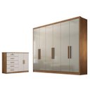 Ver imagem 1 de Guarda Roupa Casal Linea e Cômoda Seul Cumaru 25 Fendi - Novo Horizonte