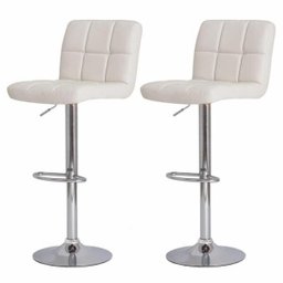 Kit 2 Banquetas Para Cozinha Giratória Alta Gomos Preta - Branco - 1
