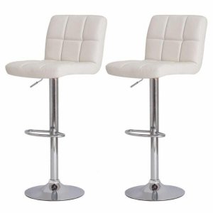 Kit 2 Banquetas Para Cozinha Giratória Alta Gomos Preta - Branco