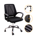 Ver imagem 2 de Cadeira de Escritório Diretor Tela Mesh Simples Giratória Ribs Preta