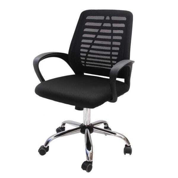 Cadeira de Escritório Diretor Tela Mesh Simples com Sistema Relax Giratória Ribs Preta