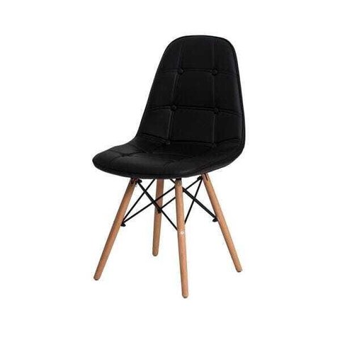 Cadeira Eiffel Botonê Eames Dsw Preta Base Madeira
