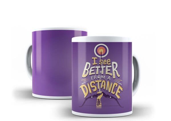 Caneca Porcelana Gavião Arqueiro "I See Better From a Distance" Coleção Frases Vingadores - 2