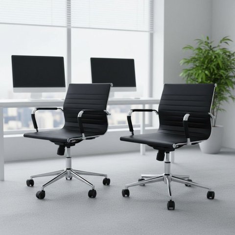 Kit 2 Cadeiras Escritório Home Office Giratória Baixa Moderna Esteirinha Rivatti