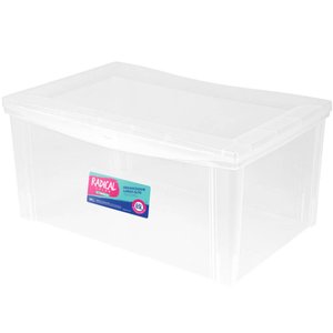 Caixa Organizadora Plástica Transparente 65l Tampa com Trava Radical Color Ordene Multiuso
