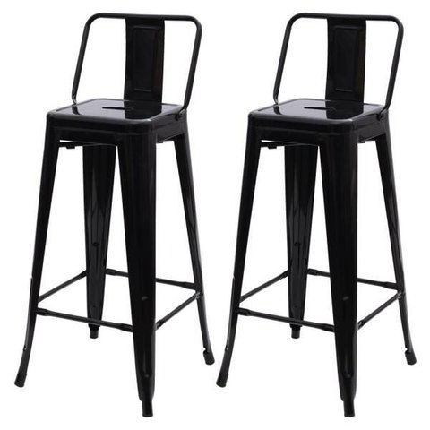 Kit 2 Banqueta Altas Para Bar Balcão Bancada Bistro Cozinha Americana Tolix Iron Industrial Preta